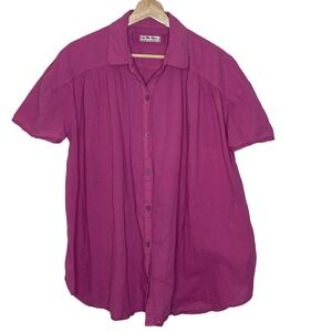 We The Free Shirt Extra Small Pink Button Down Short‎ Sleeve Tunic Top
